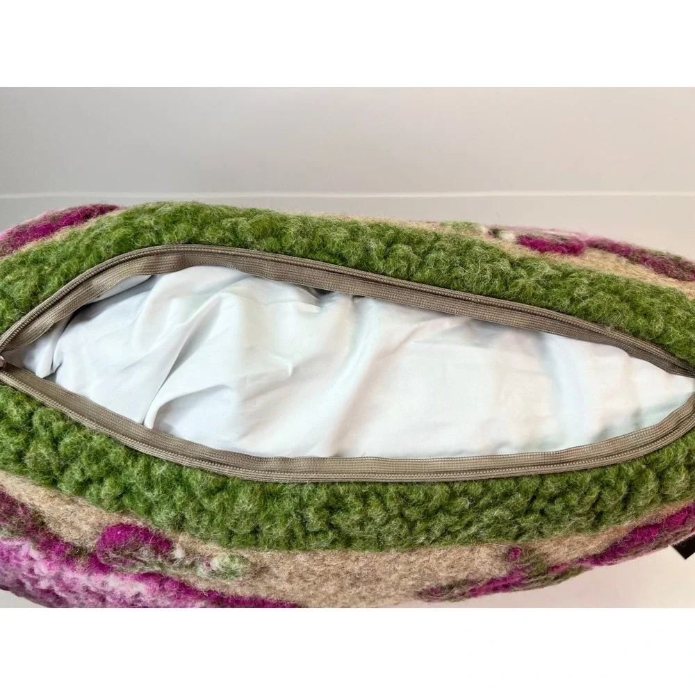 Frati Italy Floral Pillow Cover‎ Beige Pink Green Wool Accent Decor w/ Insert